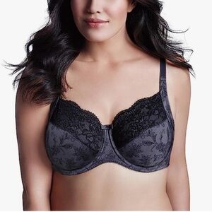 WonderBra NEW Printed Full Support Underwire Lace Top Cup Bra Plus Size 44D NWOT